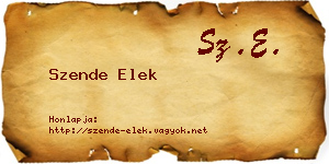 Szende Elek névjegykártya